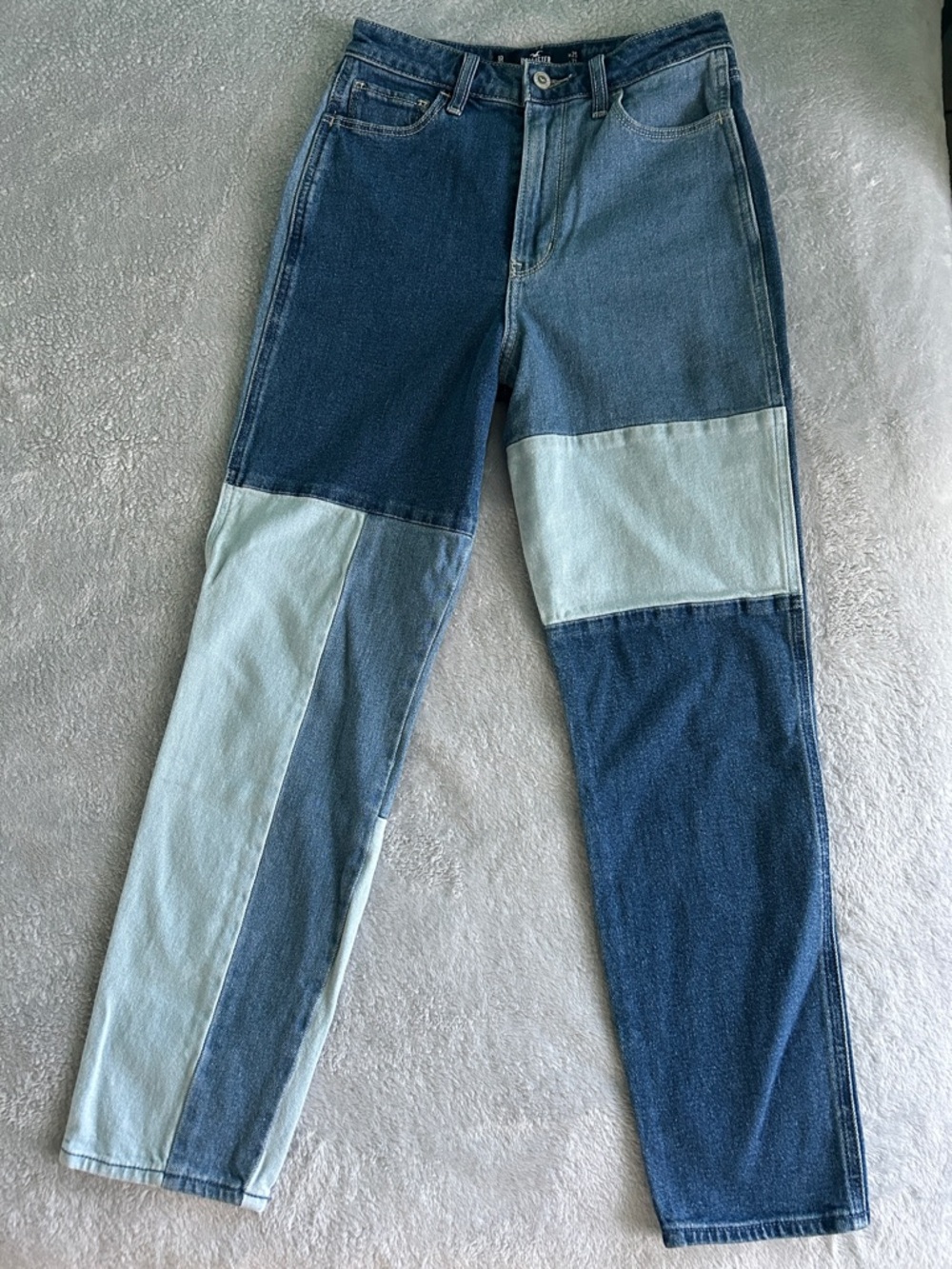 Hollister Denim Patchwork Ultra High-Rise Mom Jean Vintage Stretch 1R W25 L27